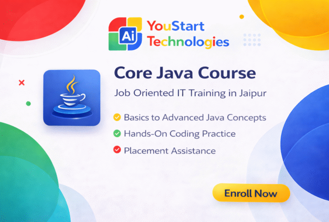 Core Java Programming course card by YouStart Technologies offering job-oriented Java training in Jaipur