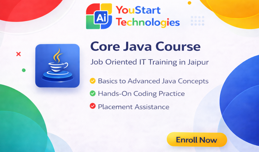 Core Java Programming course card by YouStart Technologies offering job-oriented Java training in Jaipur